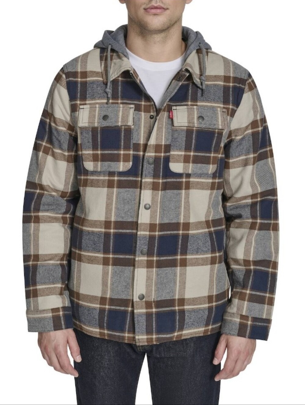 Levi's Plaid Fleece Hooded Shirt Jacket Men's Small NWT